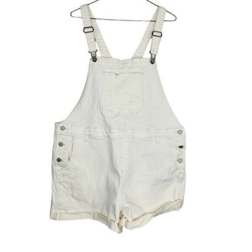 Old Navy Women's Size XL White Denim Shorts Shortall Overalls - Picture 2 of 9